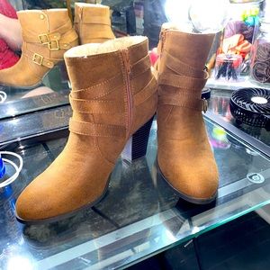 Pair of light brown suede boots from Just Fab. NEW